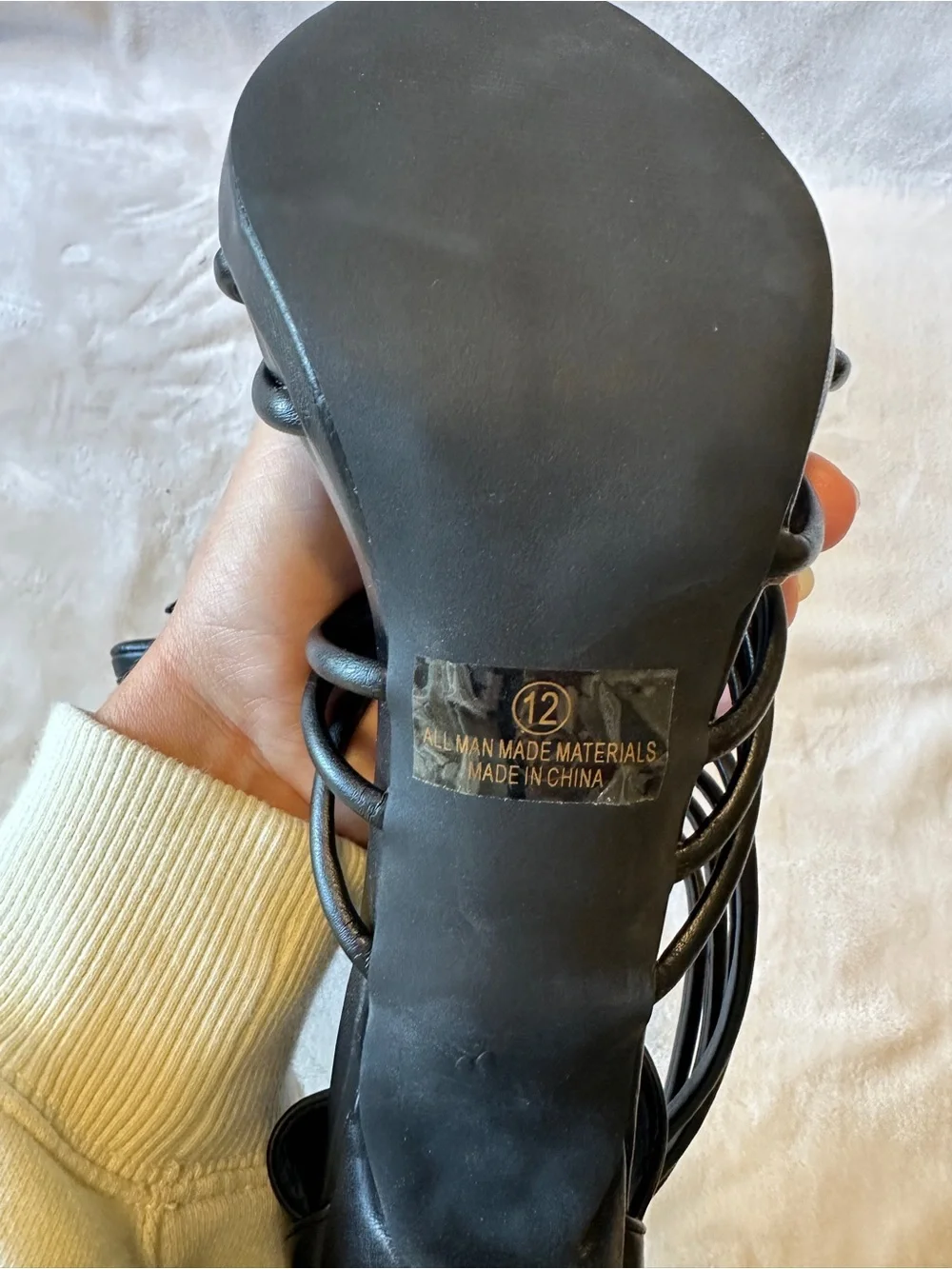 WOMENS Torrid BLACK STRAPPY 4" Heels with Peep Toes Size 12 - Picture 4 of 7